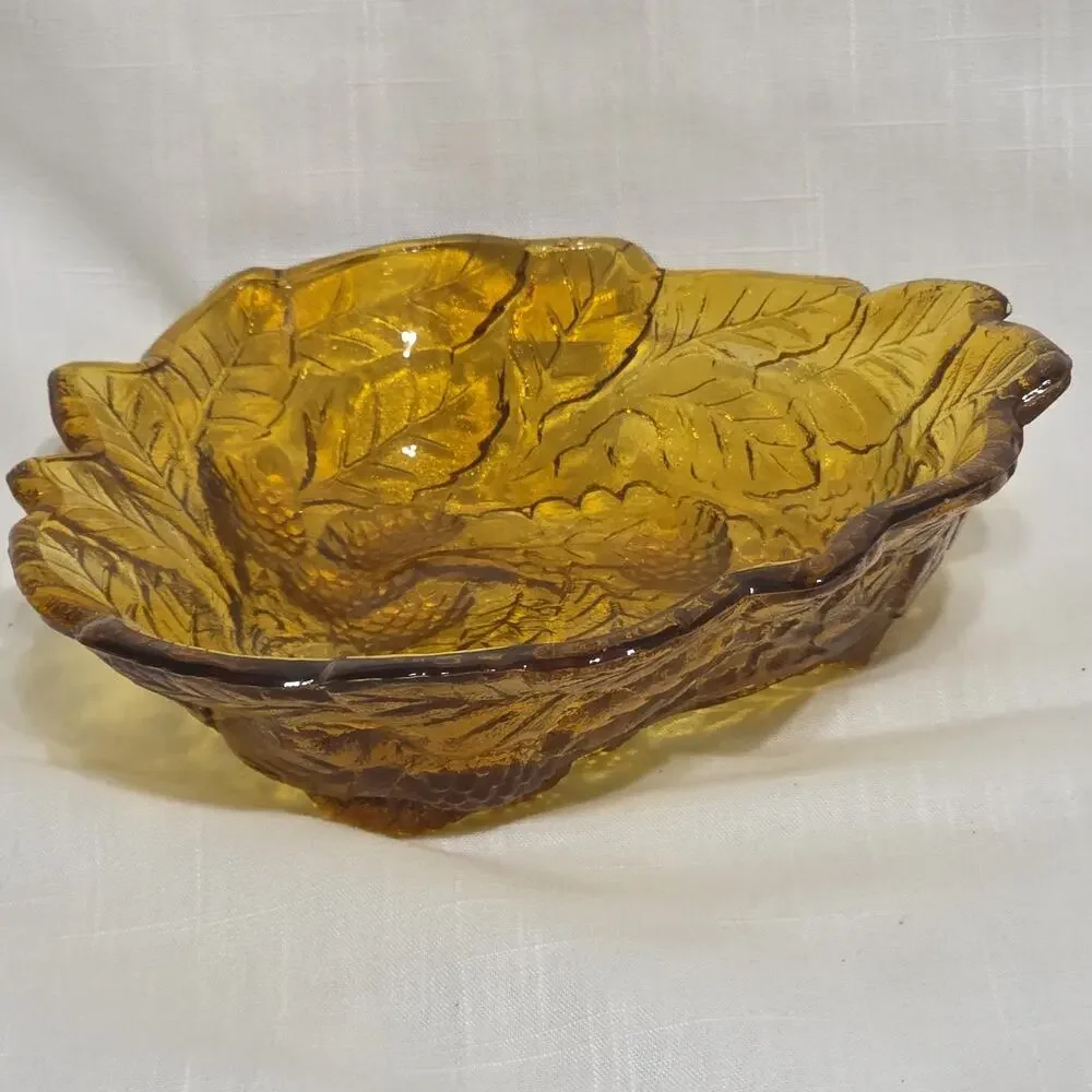Indiana Glass Loganberry Amber Bon Bon Candy Dish 7